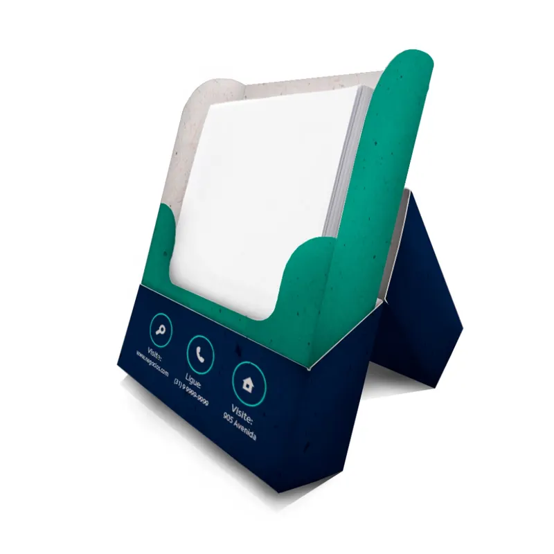 Caixa Porta Mini Panfleto · Com Folhas Brancas · Reciclato 240g personalizado com a sua marca