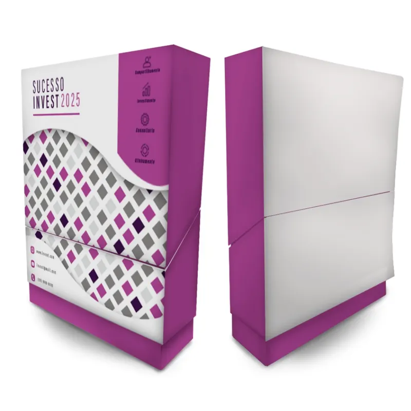 Caixa Porta Mini Panfleto · Sem Folhas Brancas · Supremo 255g personalizado com a sua marca