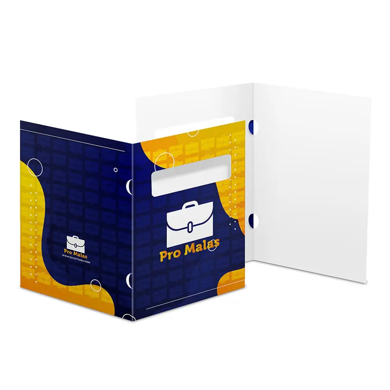 Pastas · Couchê 150g · Orelha com Janela personalizado com a sua marca
