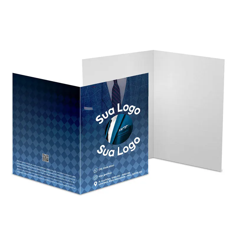 Pastas · Couchê 150g · Vinco personalizado com a sua marca