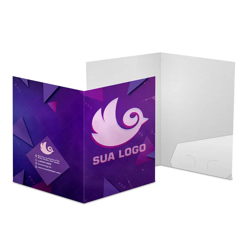 Pastas · Couchê 250g · Bolsa Colada sem Impressão · Lam Brilho Frente personalizado com a sua marca