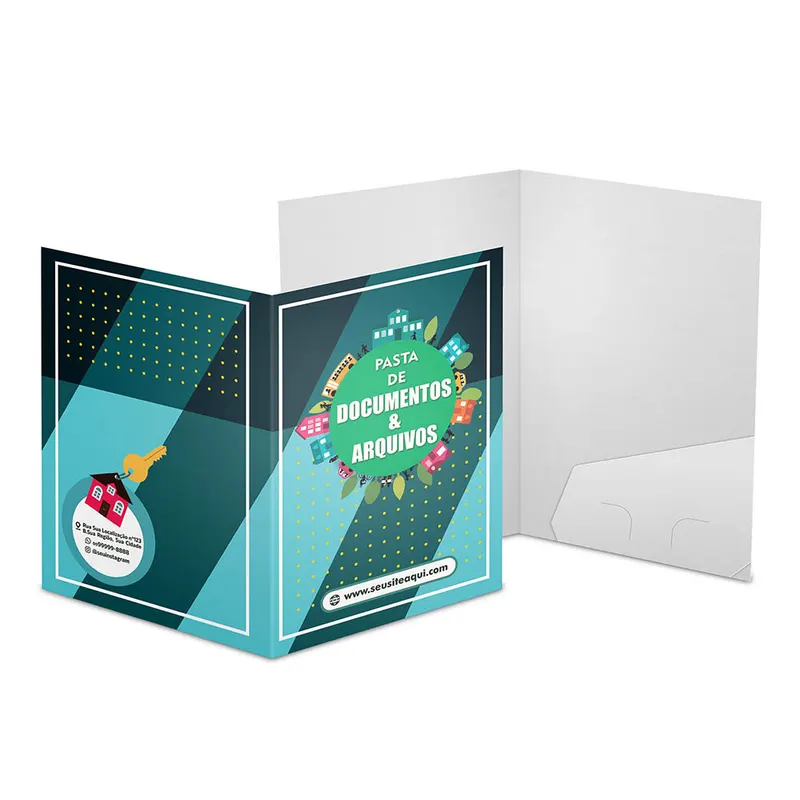 Pastas · Couchê 250g · Bolsa Colada sem Impressão · Lam Fosca Frente personalizado com a sua marca