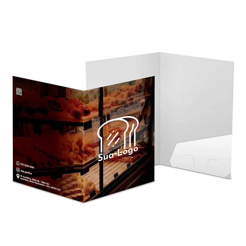 Pastas · Couchê 300g · Bolsa Colada sem Impressão · Lam Fosca Frente personalizado com a sua marca