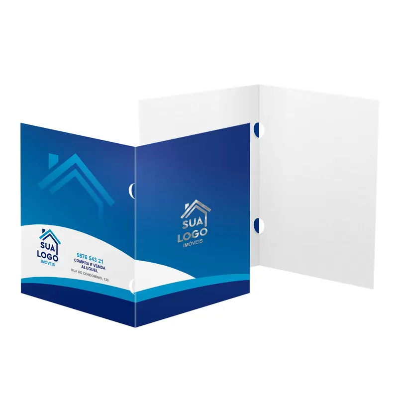 Pastas · Couchê 300g · Orelha · Lam Fosca Fr e Hotstamping Fr personalizado com a sua marca