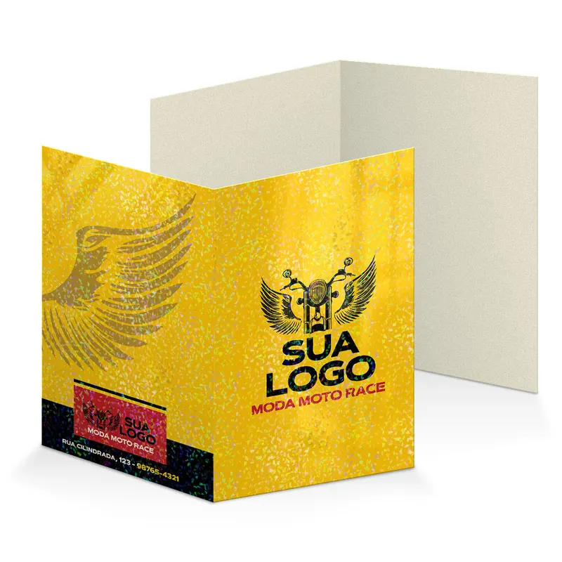 Pastas · Supremo 305g · Vinco · Lam Holográfica Frente personalizado com a sua marca