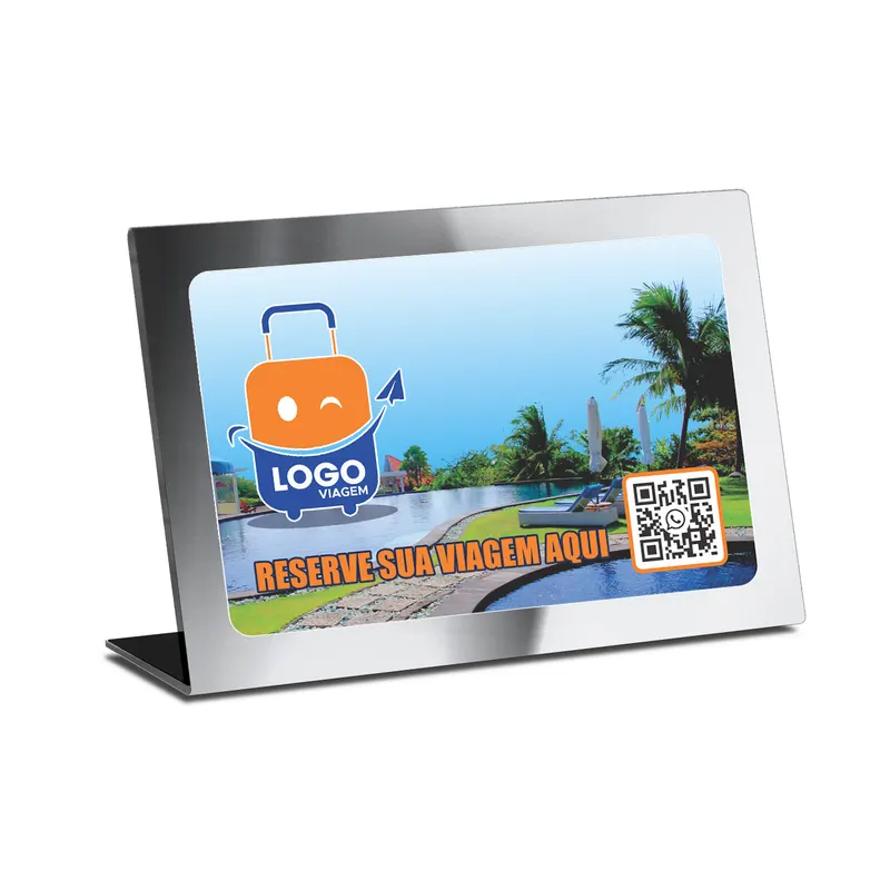 Placa de Qr Code Pix · Dtf Uv · Acrílico Espelhado Prateado 3mm personalizado com a sua marca