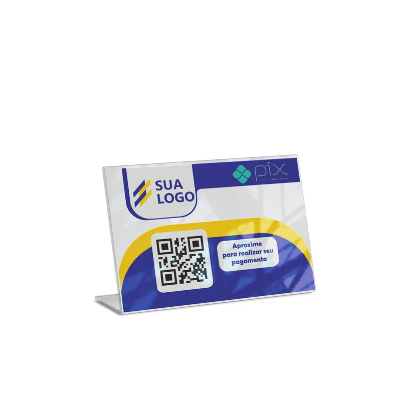 Placa de Qr Code Pix · Impressão Uv · Acrílico Branco 3mm personalizado com a sua marca