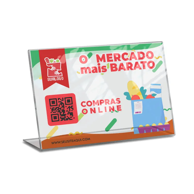 Placa de Qr Code Pix · Impressão Uv · Acrílico Transparente 3mm personalizado com a sua marca