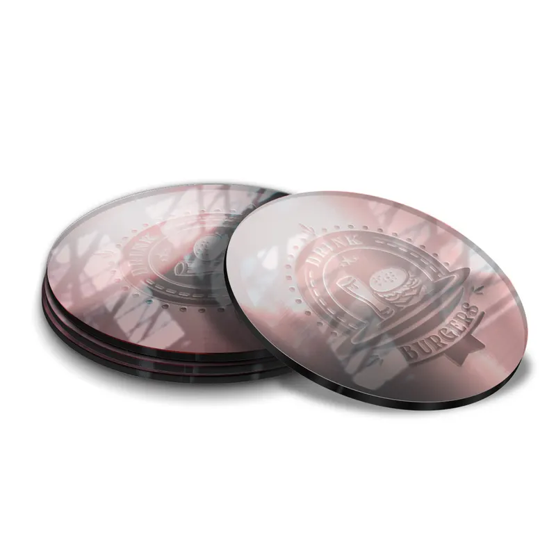 Porta Copos · Acrílico 3mm · Impressão Laser · Acrílico Espelhado Rosé personalizado com a sua marca