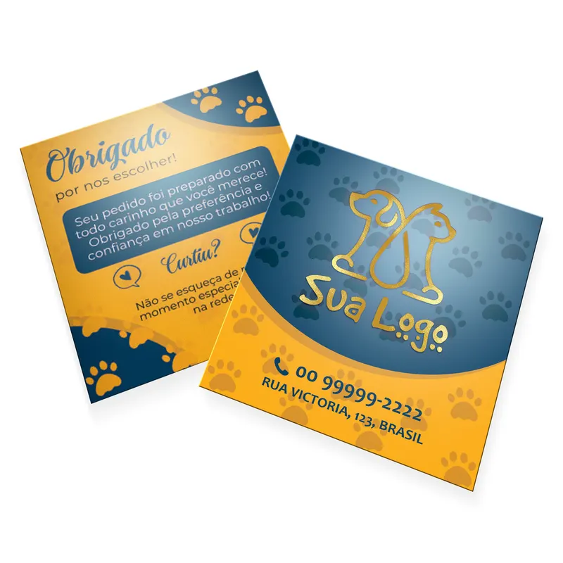 Postais · Couchê 250g · Hot Stamping · Lam Fosca Fv e Hotstamping Fr personalizado com a sua marca