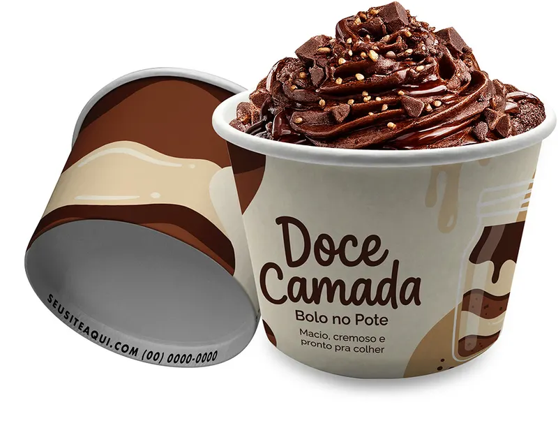 Potes de Papel · Biodegradável 240g · 360ml personalizado com a sua marca