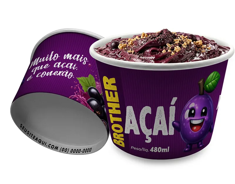 Potes de Papel · Biodegradável 240g · 480ml personalizado com a sua marca