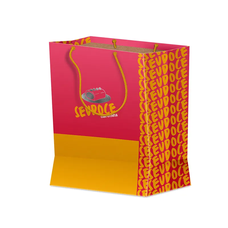 Sacolas · Duplex 191g · Branco com Hotstamping · Média Vertical L19x P9 X A31 personalizado com a sua marca