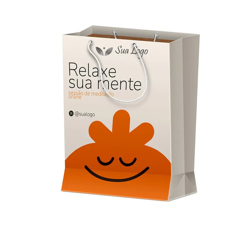 Sacolas · Duplex 191g · Branco com Hotstamping · Mini Vertical personalizado com a sua marca