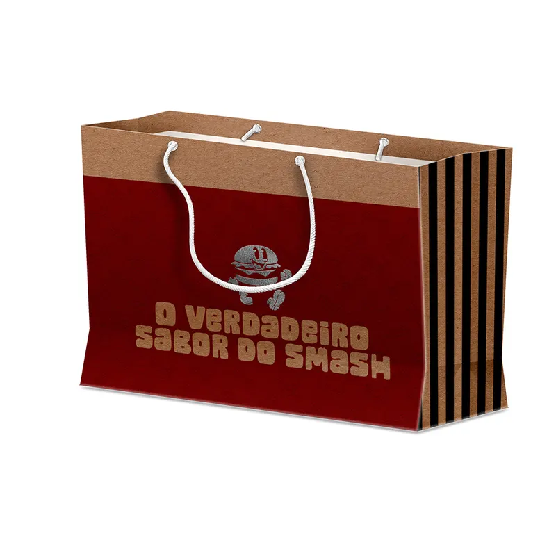 Sacolas · Duplex 191g · Pardo com Hotstamping · Média Horizontal personalizado com a sua marca