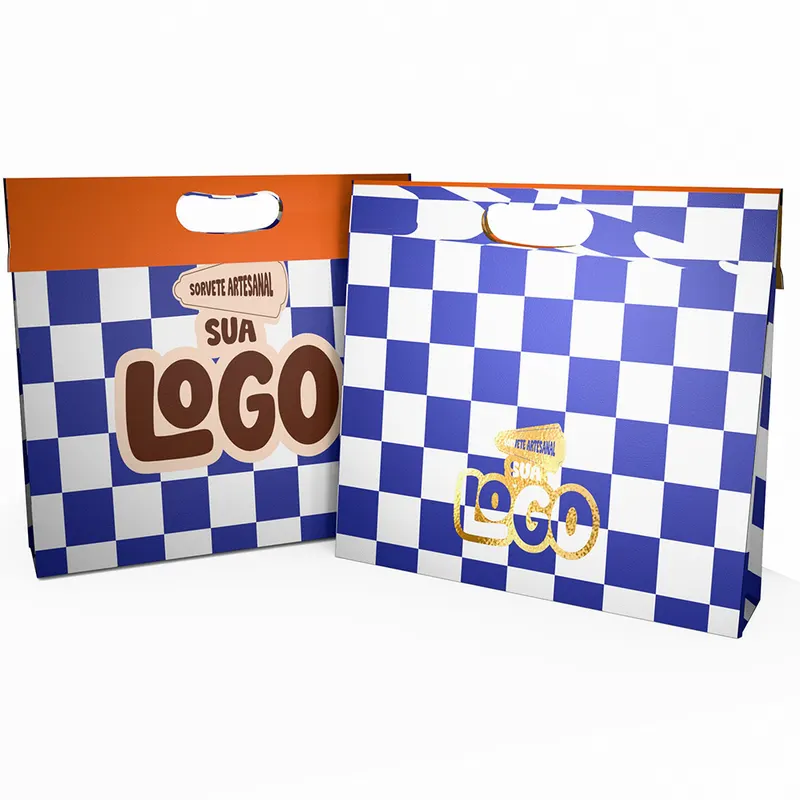 Sacolas · Duplex 210g · Branco com Hotstamping · Boca Palhaço Horizontal personalizado com a sua marca