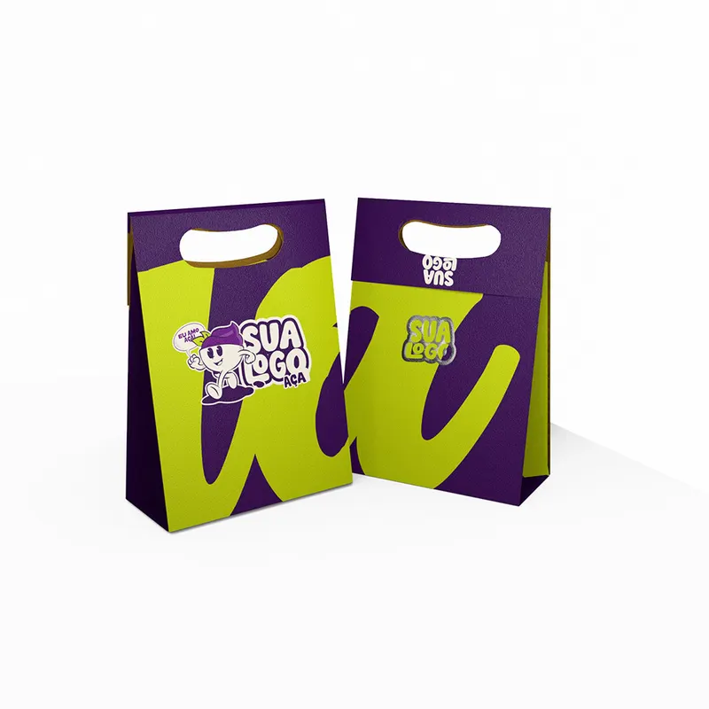 Sacolas · Duplex 210g · Branco com Hotstamping · Boca Palhaço Mini personalizado com a sua marca