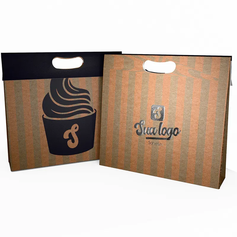 Sacolas · Duplex 210g · Pardo com Hotstamping · Boca Palhaço Horizontal personalizado com a sua marca