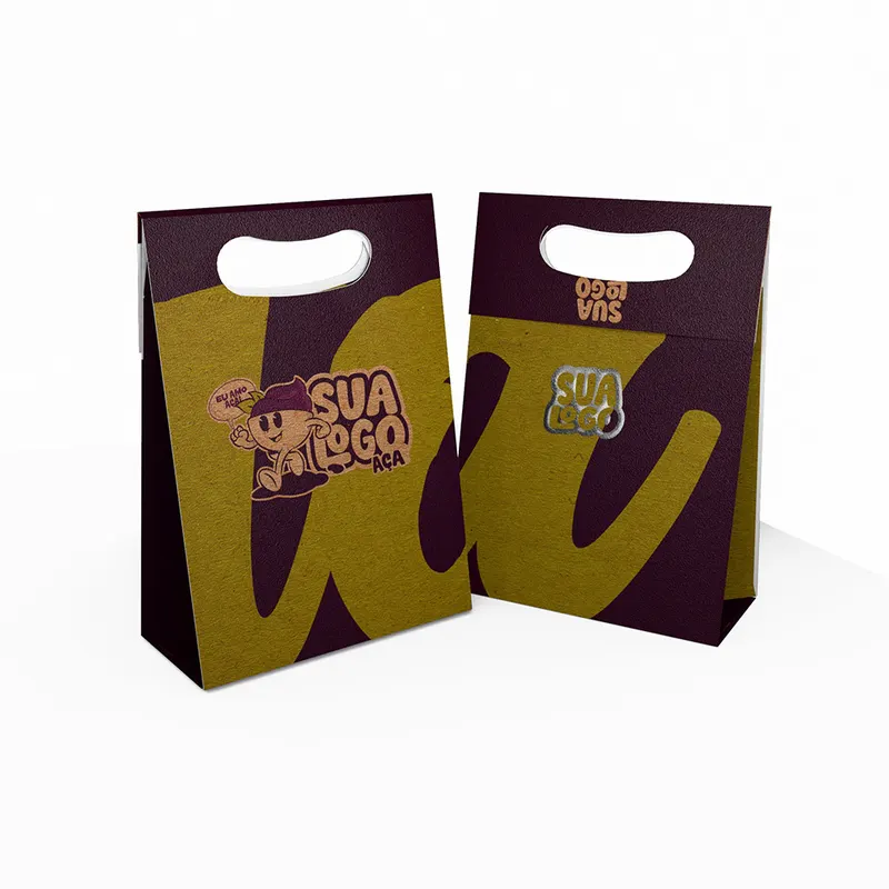 Sacolas · Duplex 210g · Pardo com Hotstamping · Boca Palhaço Mini personalizado com a sua marca