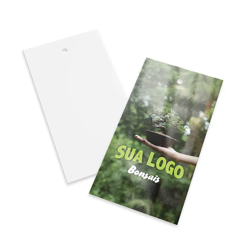 Tags Padrão Furo · Couchê 250g personalizado com a sua marca
