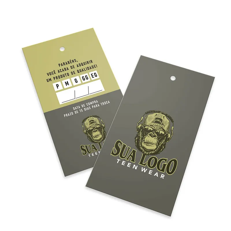 Tags Padrão Furo · Couchê 300g · Lam Fosca Frente e Verso personalizado com a sua marca