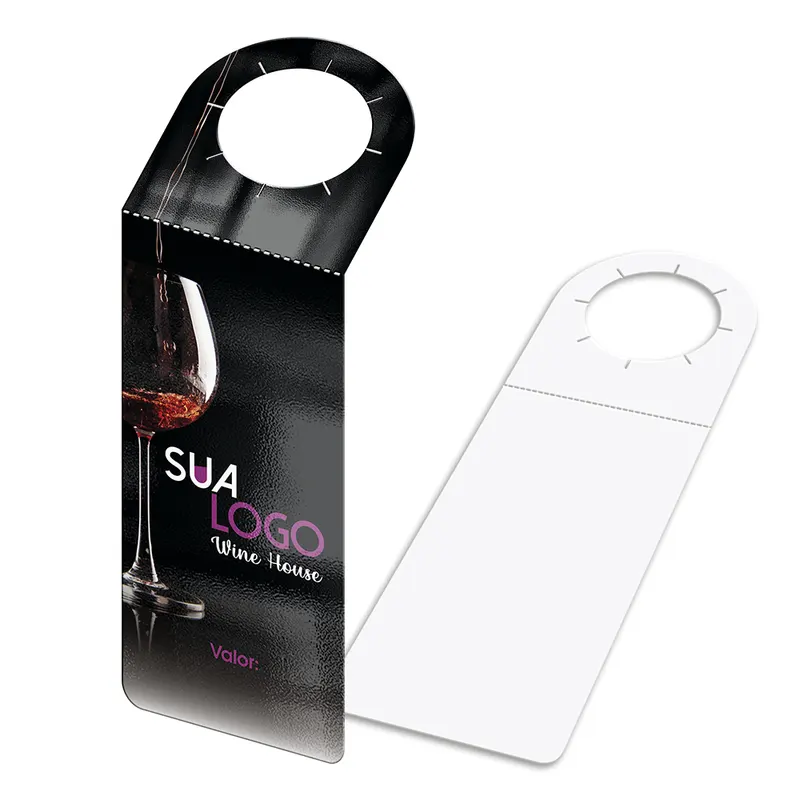Tags para Garrafa · Couchê 300g personalizado com a sua marca