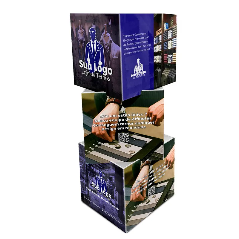 Tótens de Polionda · Polionda 3mm · Totem Quadriedo de Polionda com 3 Cubos personalizado com a sua marca