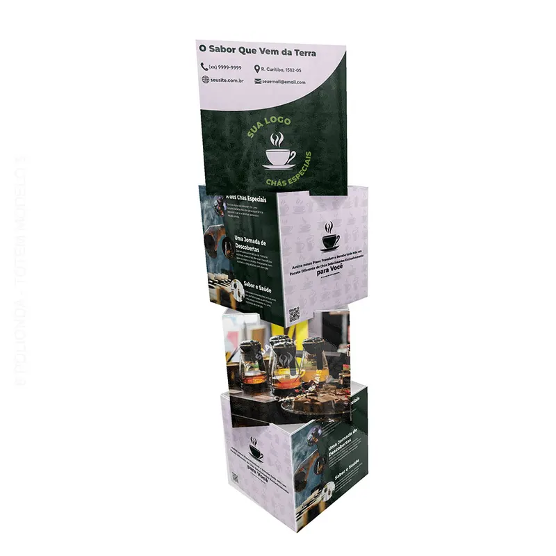 Tótens de Polionda · Polionda 4mm · Totem Quadriedo de Polionda com 4 Cubos personalizado com a sua marca