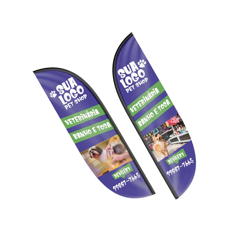 Wind Banner · Bandeira Avulsa · Tecido Oxford · G · Modelo Pena personalizado com a sua marca