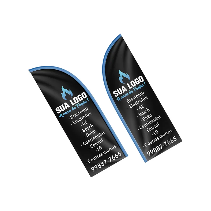 Wind Banner · Bandeira Avulsa · Tecido Oxford · Modelo Faca personalizado com a sua marca