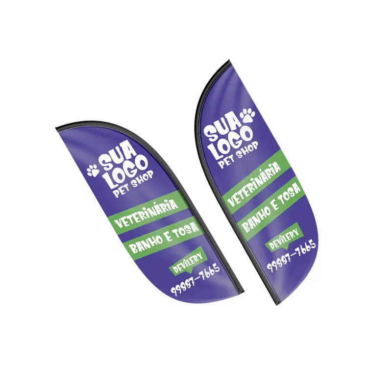Wind Banner · Bandeira Avulsa · Tecido Oxford · Modelo Pena personalizado com a sua marca